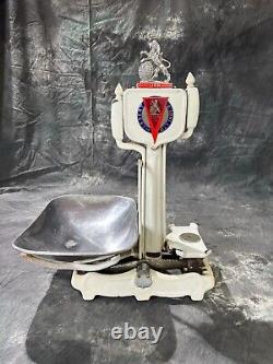 Antique Herbert & Sons Lion Quick Action Scales Enamel Rare 10Lb Collector Prop