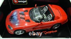Burago 1/18 Scale Diecast 3025 Dodge Viper RT/10 1992 Red Airbrush edition