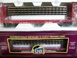 MTH NEW O SCALE 2 Pack CP Rail Flat Car withBulkheads & (4) Scale Trax Sections