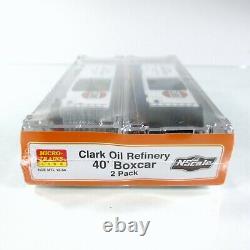 N Scale CLARK OIL REFINERY 40' Box Car 2-Pack Set MICRO TRAINS NSC NSE MTL 12-84