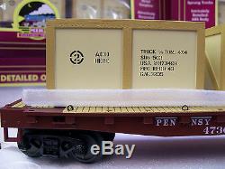 Pennsylvania Railroad 6 Car Flat Car Set with(3) Crates per Car Premier O Scale