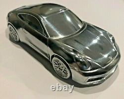 Porsche 911 992 Carrera Aluminium Billet Chrome model scale 143 Paperweight
