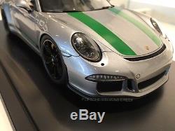 Porsche 911 R Diecast Model Car 118 Scale Limited Edition SILVER with Green